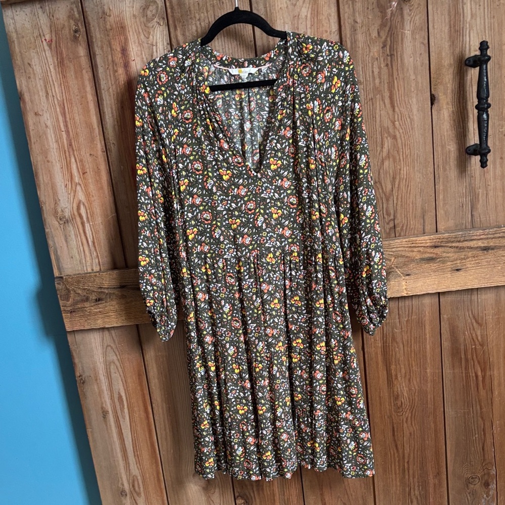 Boden Multicolor Floral 3/4 Sleeve Dress